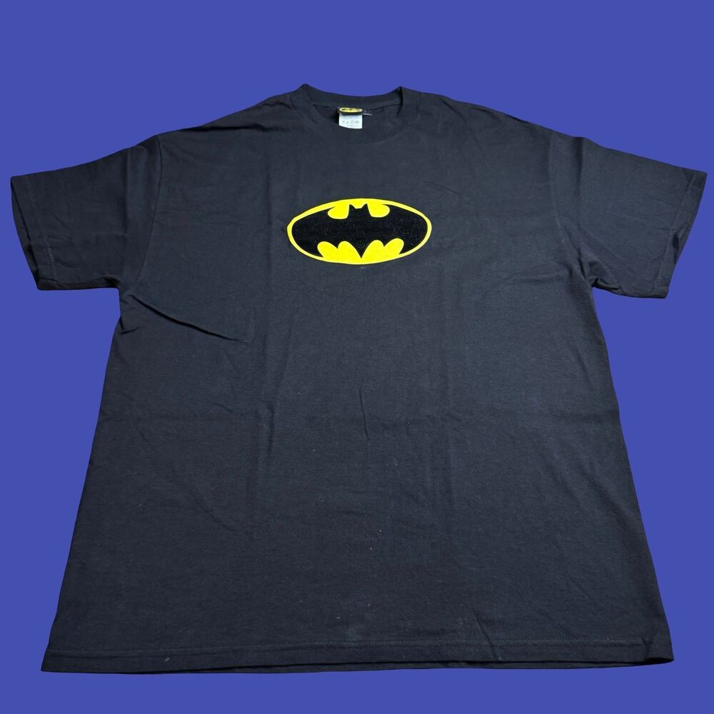 Batman DC Comics Suede Logo Mens XL Black T Shirt Y2K Comic Vintage